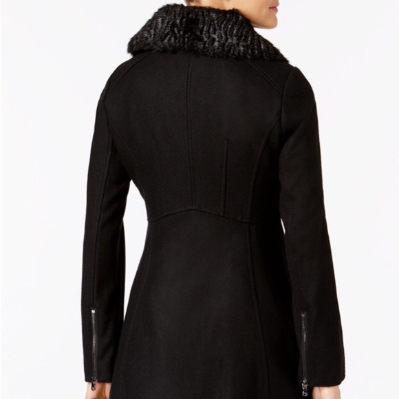 guess faux fur skirted coat